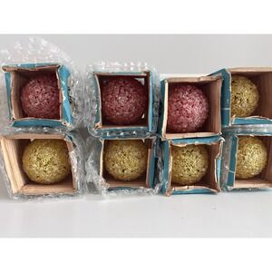 VTG 8 GE Lighted Ice Christmas Lights Bulbs Frosted Sugar Snowballs Red Yellow